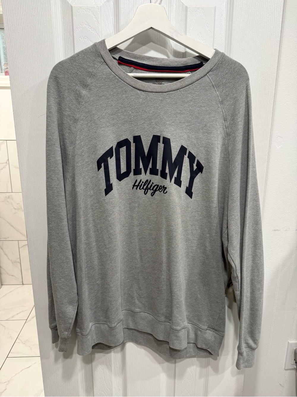 Tommy Hilfiger Gray Crewneck with Navy Logo